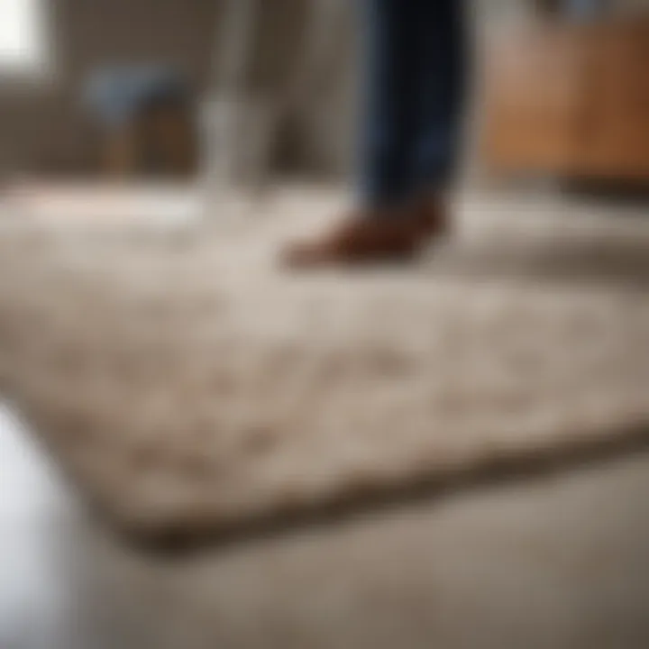 Demonstration of a gentle washing technique on a rug