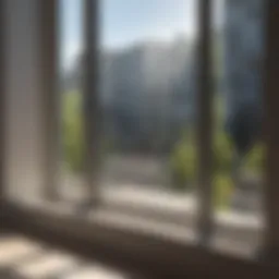 Sparkling clean window reflecting sunlight