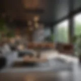 Interior view of a stylish co-op apartment showcasing modern design and furniture.