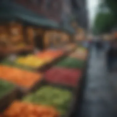 Local Foods and Fresh Produce A vibrant street market showcasing fresh produce and local foods.