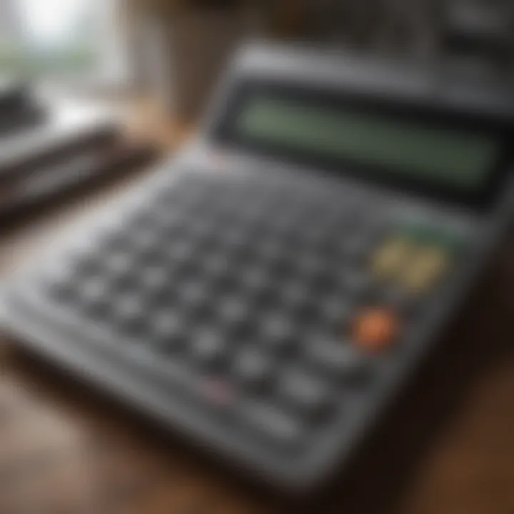 Calculator displaying square footage calculations