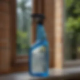 Close-up of professional-grade window cleaning solution in a spray bottle