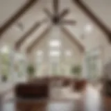A stunning vaulted ceiling with elegant ceiling fan